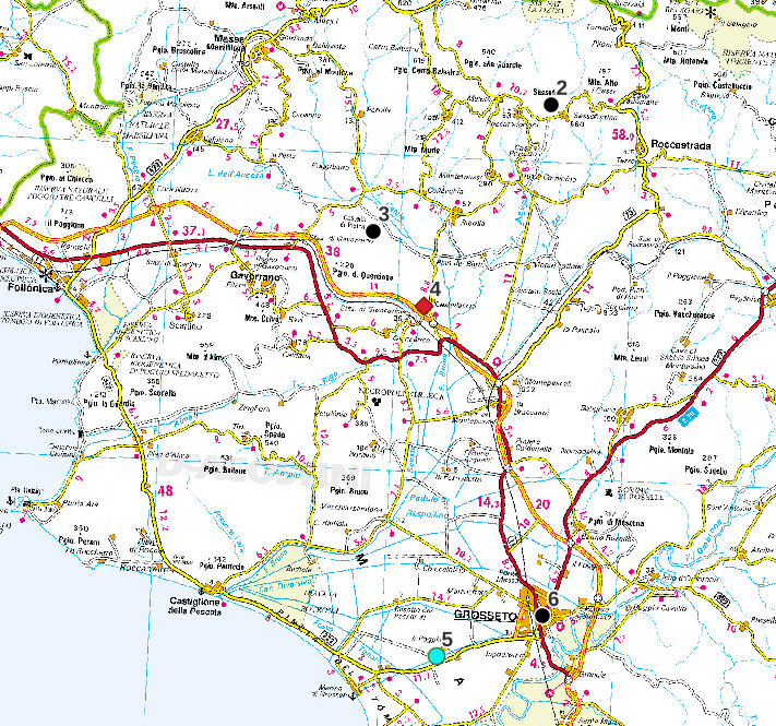 La foto mostra la localizzazione di alcuni dei progetti in area grossetana