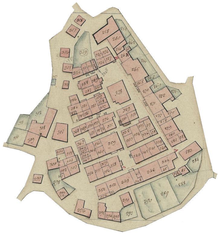 La foto mostra il villaggio di Sassofortino nel catasto del 1823