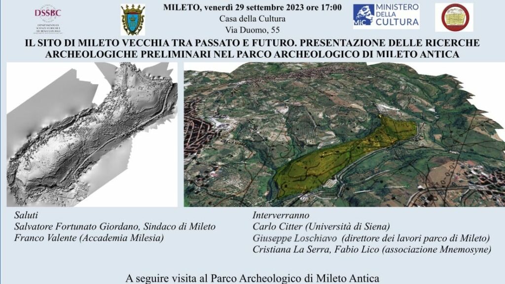 locandina dell'intervento di divulgazione delle ricerche su Mileto antica del 2023